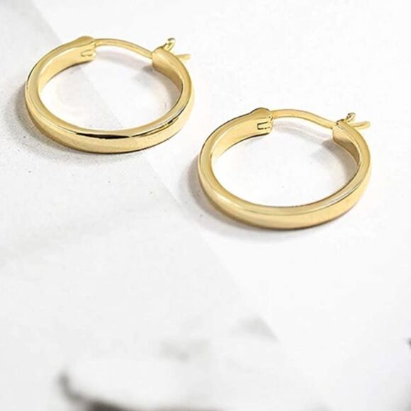 NEW 14k gold sterling post small hoop earring - Picture 1 of 6